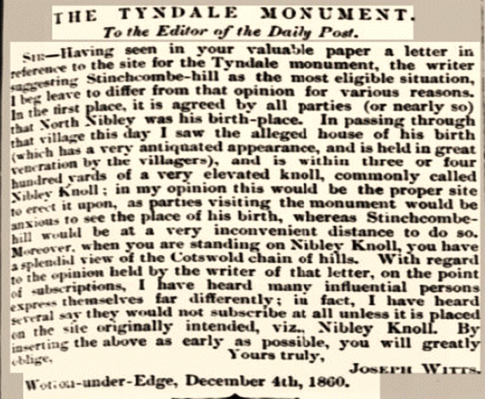 Joseph Witts' letter to the Daily Post 1860